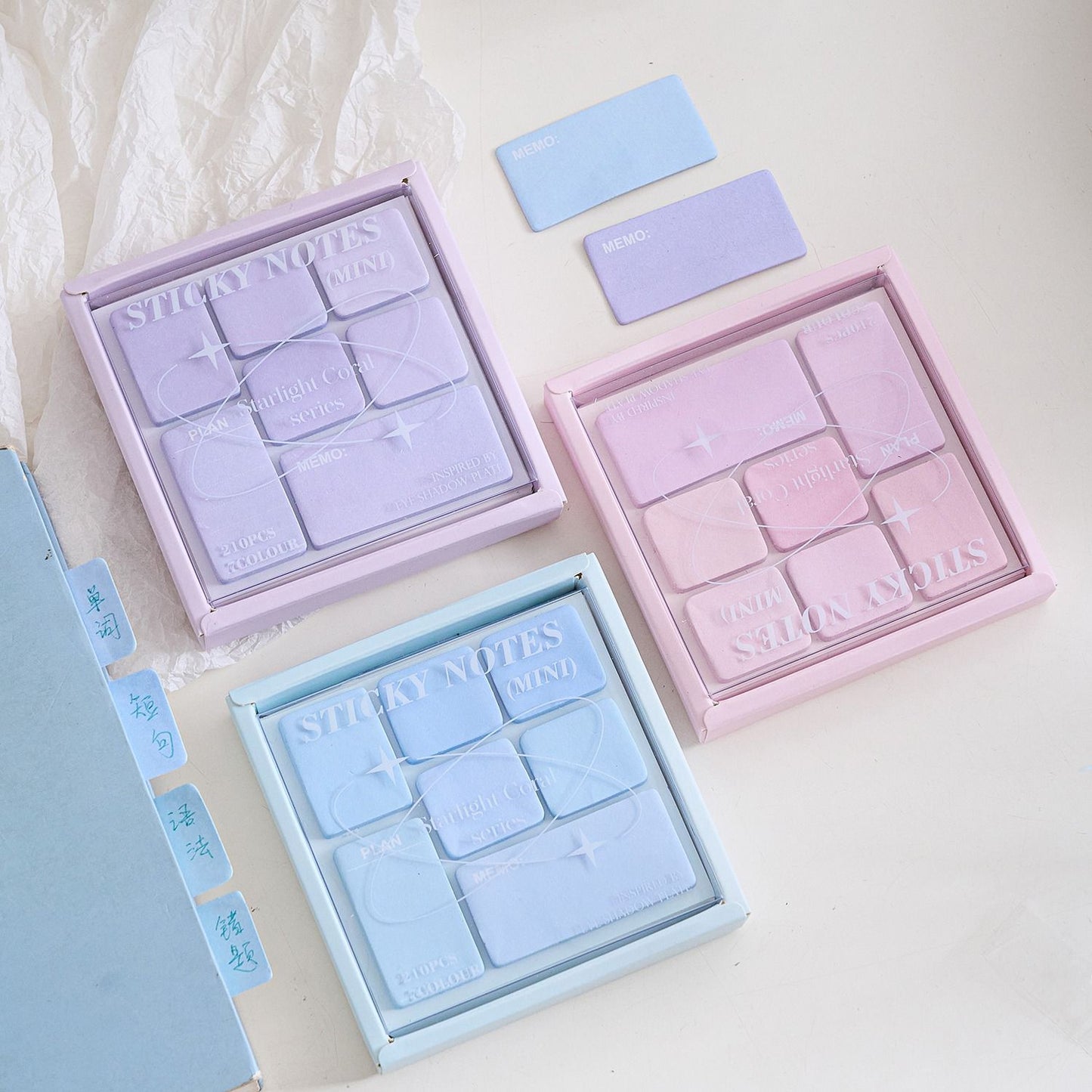 SN-1909-210(HMC) - Tears of Moonlight Pastel Paper Sticky Notes/Memo Pads Set | 95 mm * 98mm | 210 Sheets