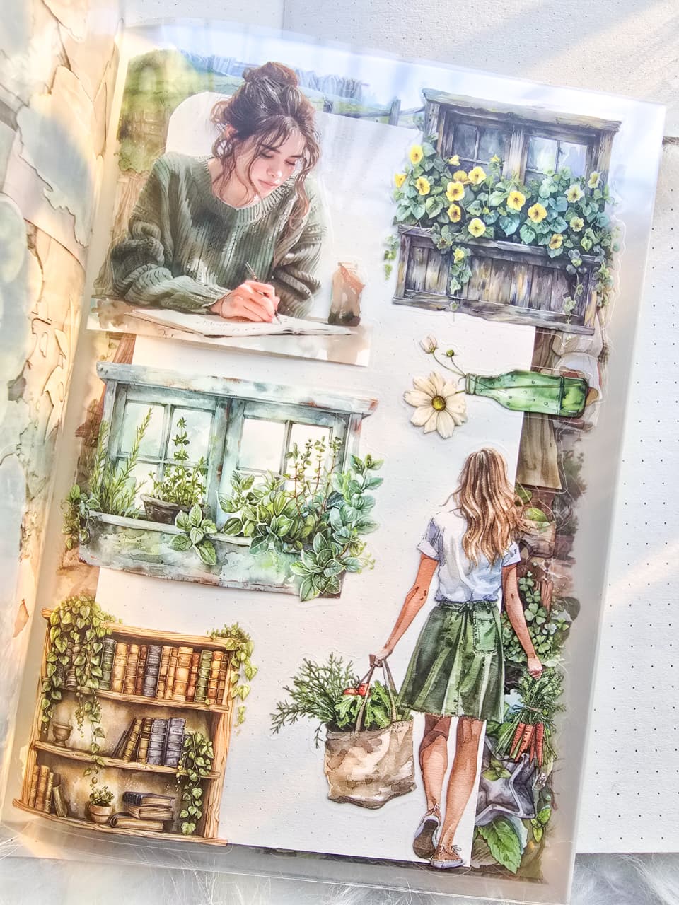 SJXS-4-01 | Verdant Spring Meadow | PET Precut Big Size Sticker | 20 sheets