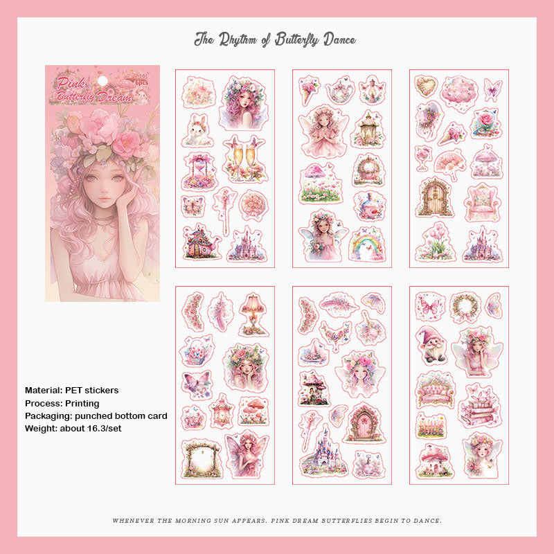 XYHM401 - sticker pack Star Language Flower Dream series retro cut film handbook pet material stickers 6 pieces into 4 types