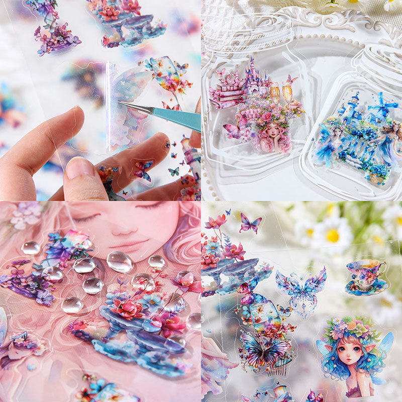 XYHM402 - sticker pack Star Language Flower Dream series retro cut film handbook pet material stickers 6 pieces into 4 types