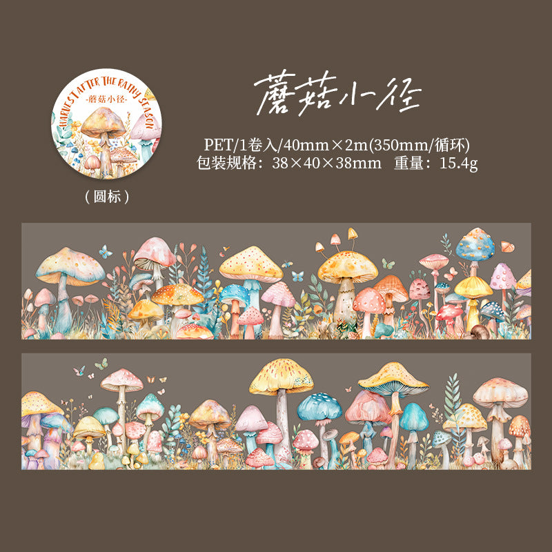MHD-YJHD002-Mushroom Theme Transparent PET Sticker Roll | 40 mm | 2mtr