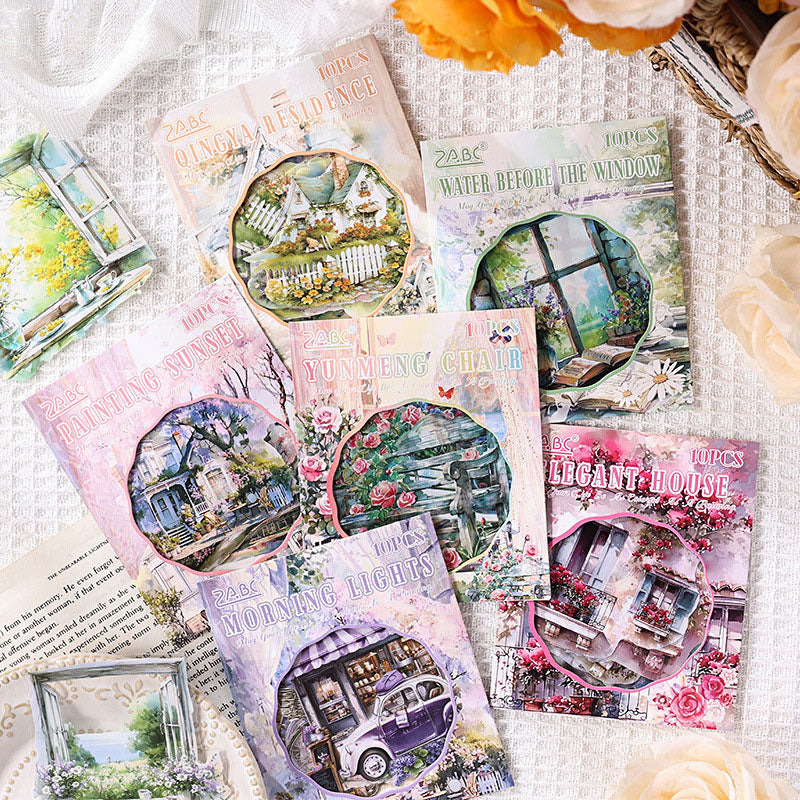 YJQF601 - sticker pack Yaju Qingfeng series creative handbook retro pet handbook material stickers 10 pieces