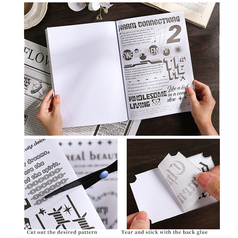 YMYS202 - stickers this humor and poetry series black and white English retro hand account material stickers diy stickers