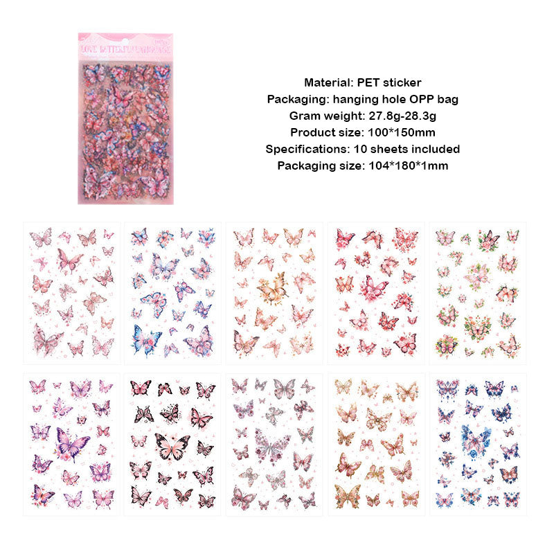 YXMD601 - sticker under the moon butterfly laser shell light hand account sticker waterproof pet film hand account material