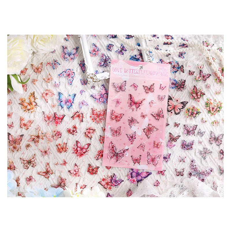 YXMD601 - sticker under the moon butterfly laser shell light hand account sticker waterproof pet film hand account material