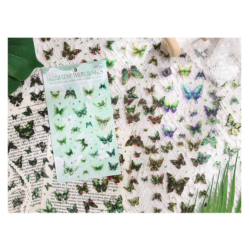 YXMD604 - sticker under the moon butterfly laser shell light hand account sticker waterproof pet film hand account material