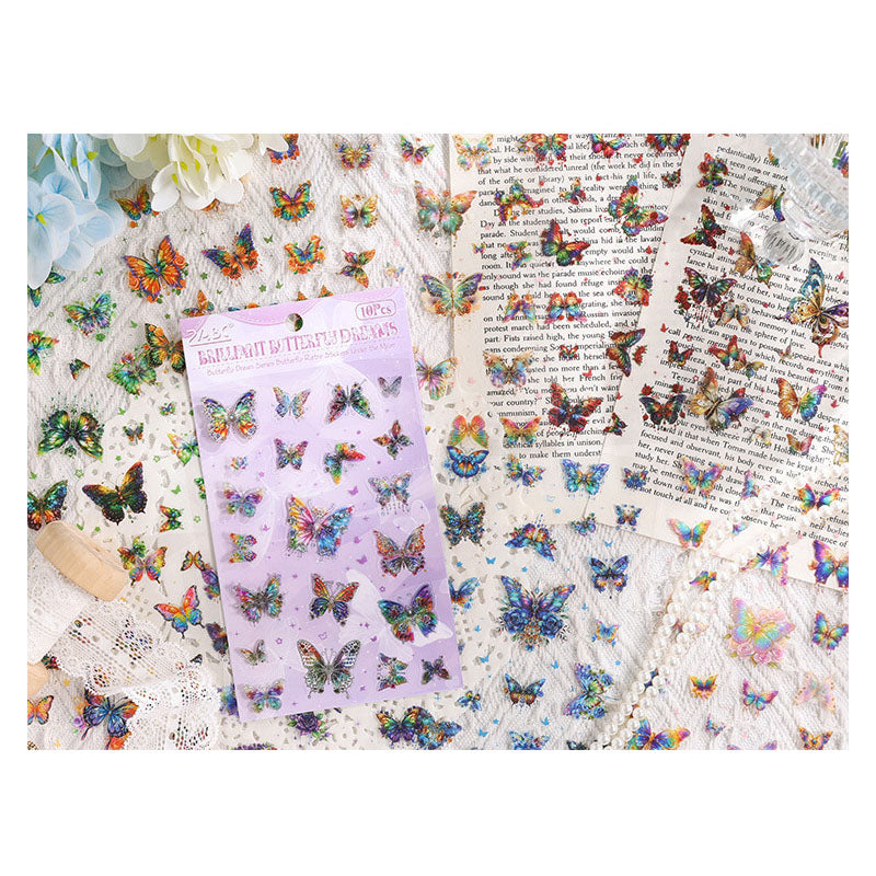 YXMD605 - sticker under the moon butterfly laser shell light hand account sticker waterproof pet film hand account material