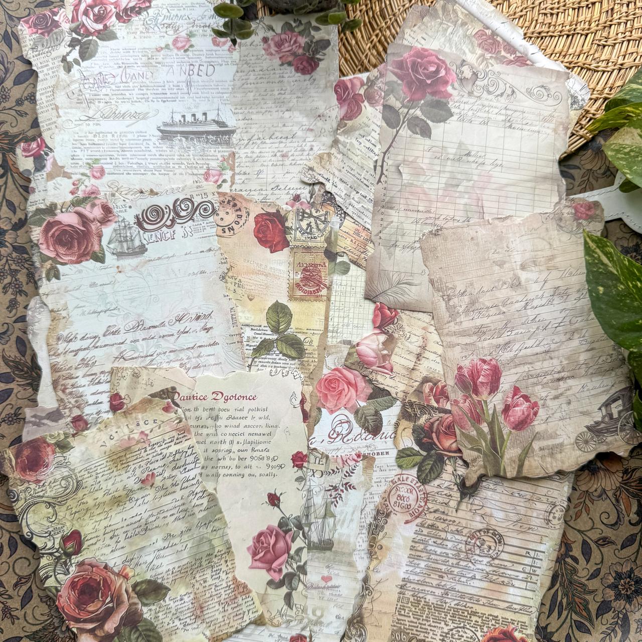 YMHJ606 - material paper Qimeng Huajian series non-sticky DIY collage retro creative notebook