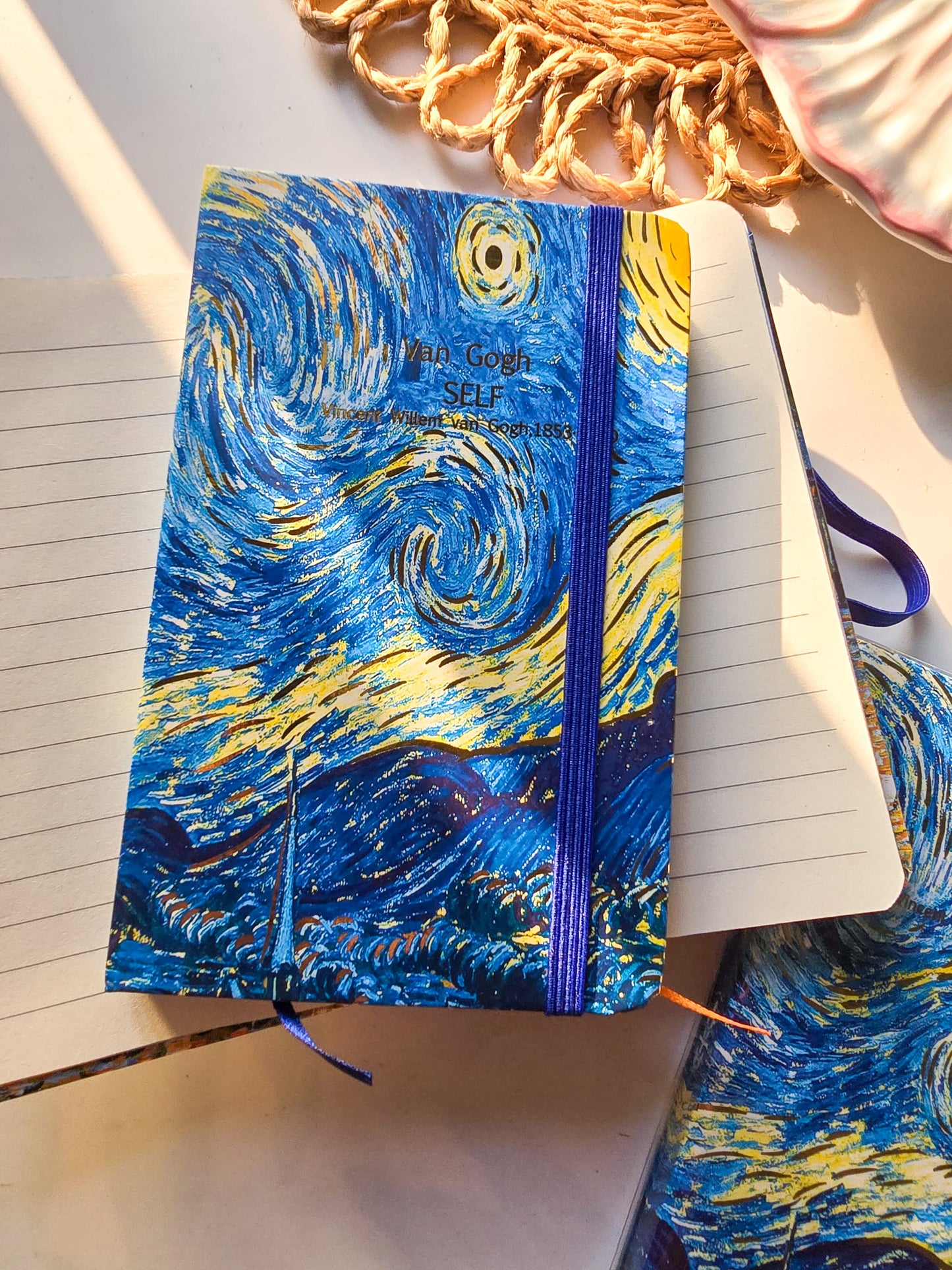 5702-22 A Van Gogh A6 Notebook Journal | Diary 80 page Ruled | Hard Cover | Natural Shade Pages