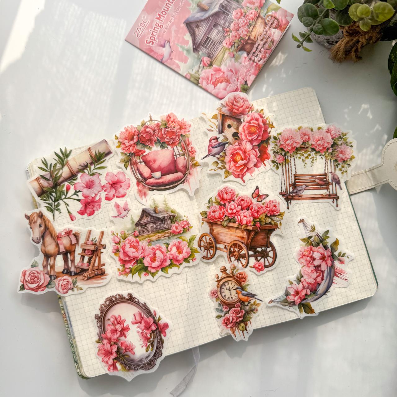 FHXY601 - sticker bag flowers elegant series special oil and paper hand curtain sticker background creative sticker