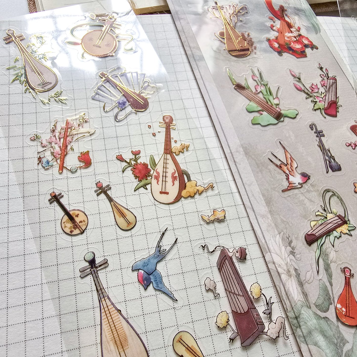 GCFY404 - sticker pack ancient fashion elegant series Chinese style cut film pet hand book material stickers 4 pieces