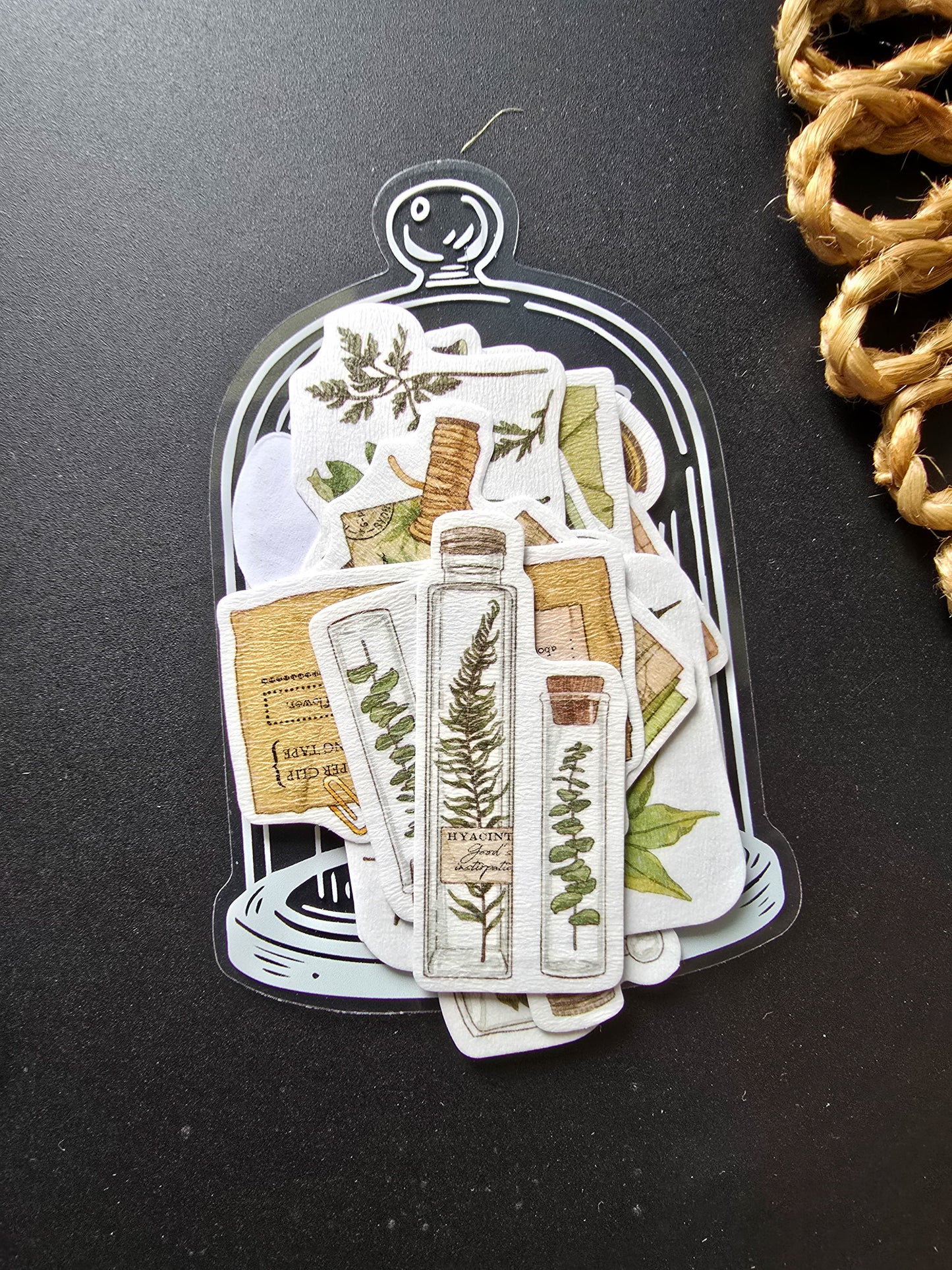 TZB-3204 Vintage Paper Sticker With Jar 20 pcs