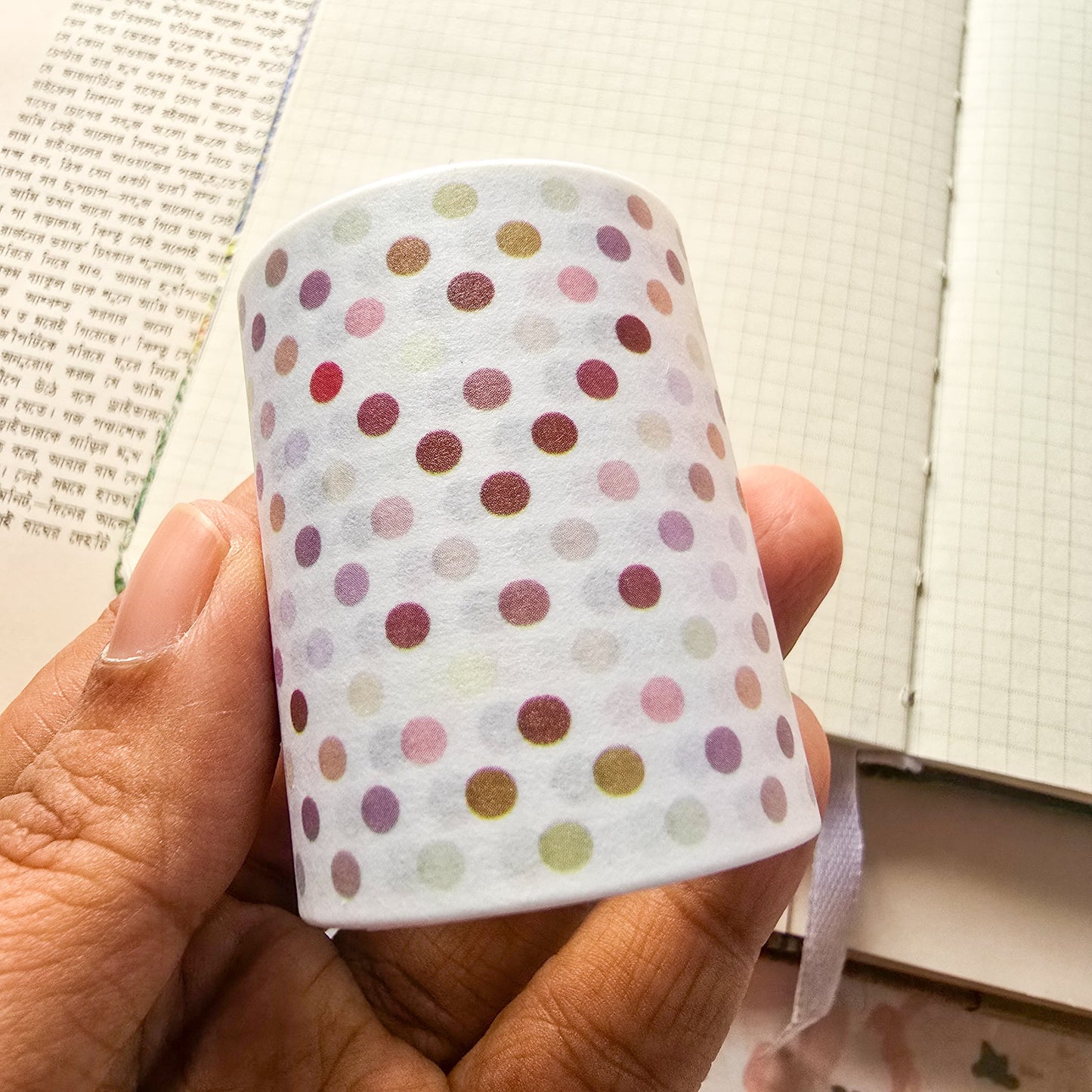 DCSYXL101 -E Sticker Roll| boxed tape drip Coloured Polca Dots Paper roll