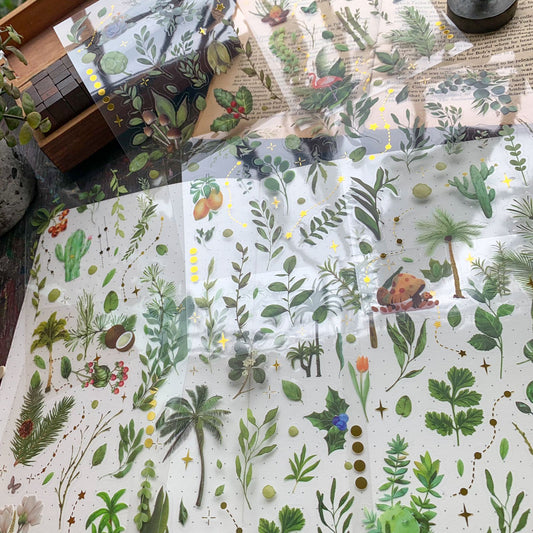 Slzg 403 PET Journal Paper Sticker green leaf - 8 sheets