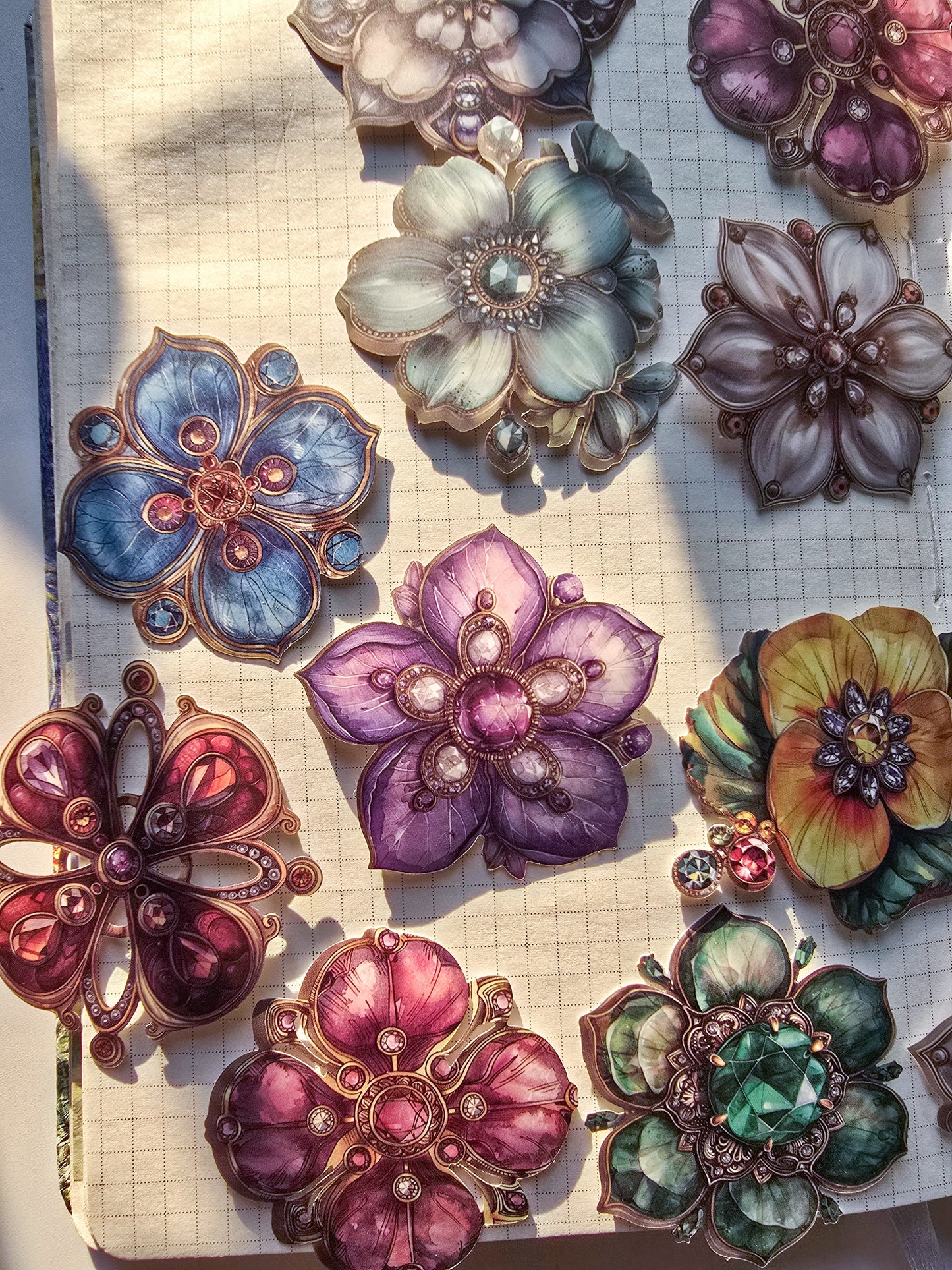 MG024-0964-Yan Ji stickers colorful glaze series butterfly gem small objects handbook decoration material 20 pieces 6 types|Gemestone Flower