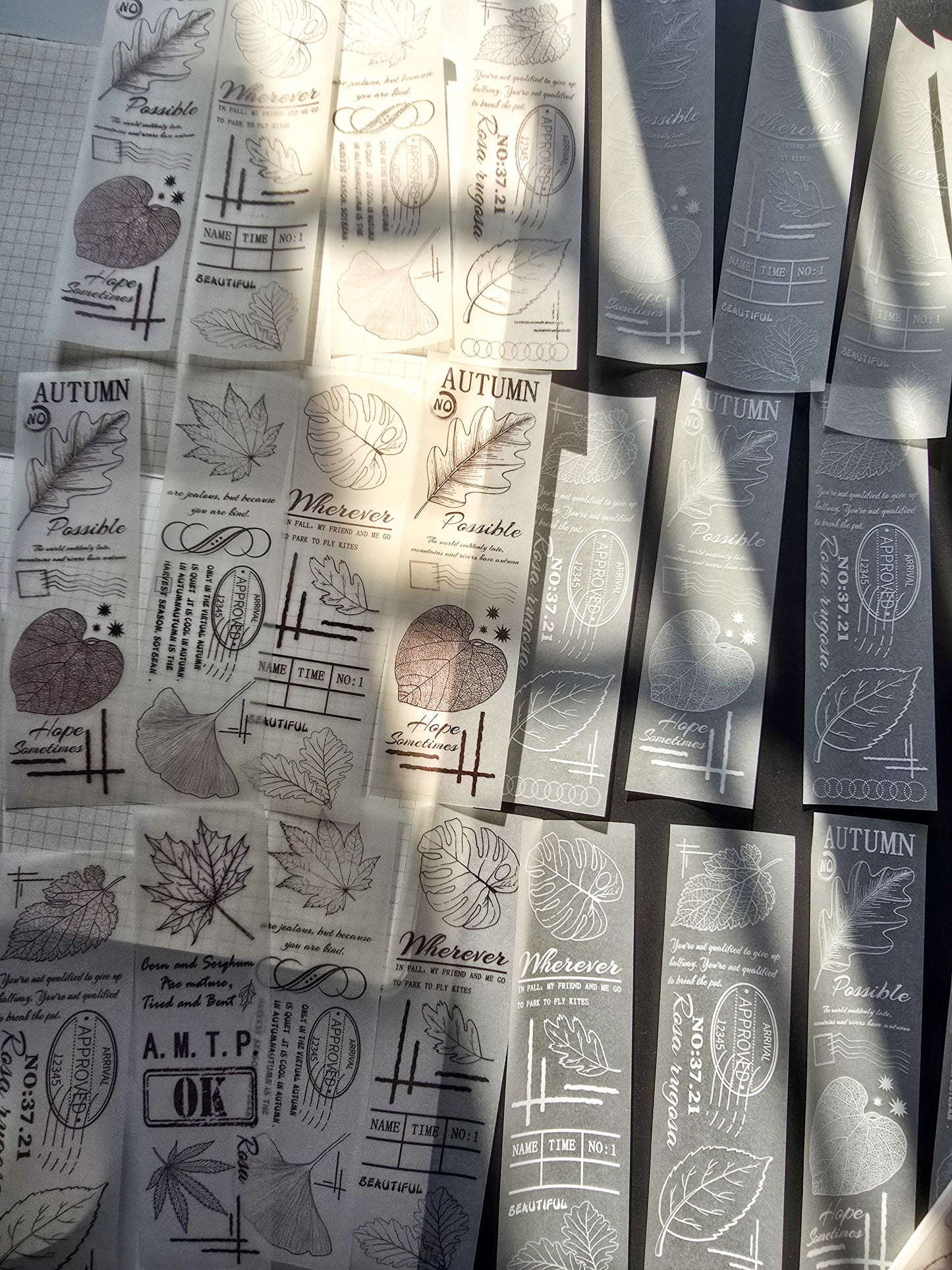 NNHY808 - sticker this murmur flower series creative retro sulphuric acid paper white ink hand account material 30 sheets into