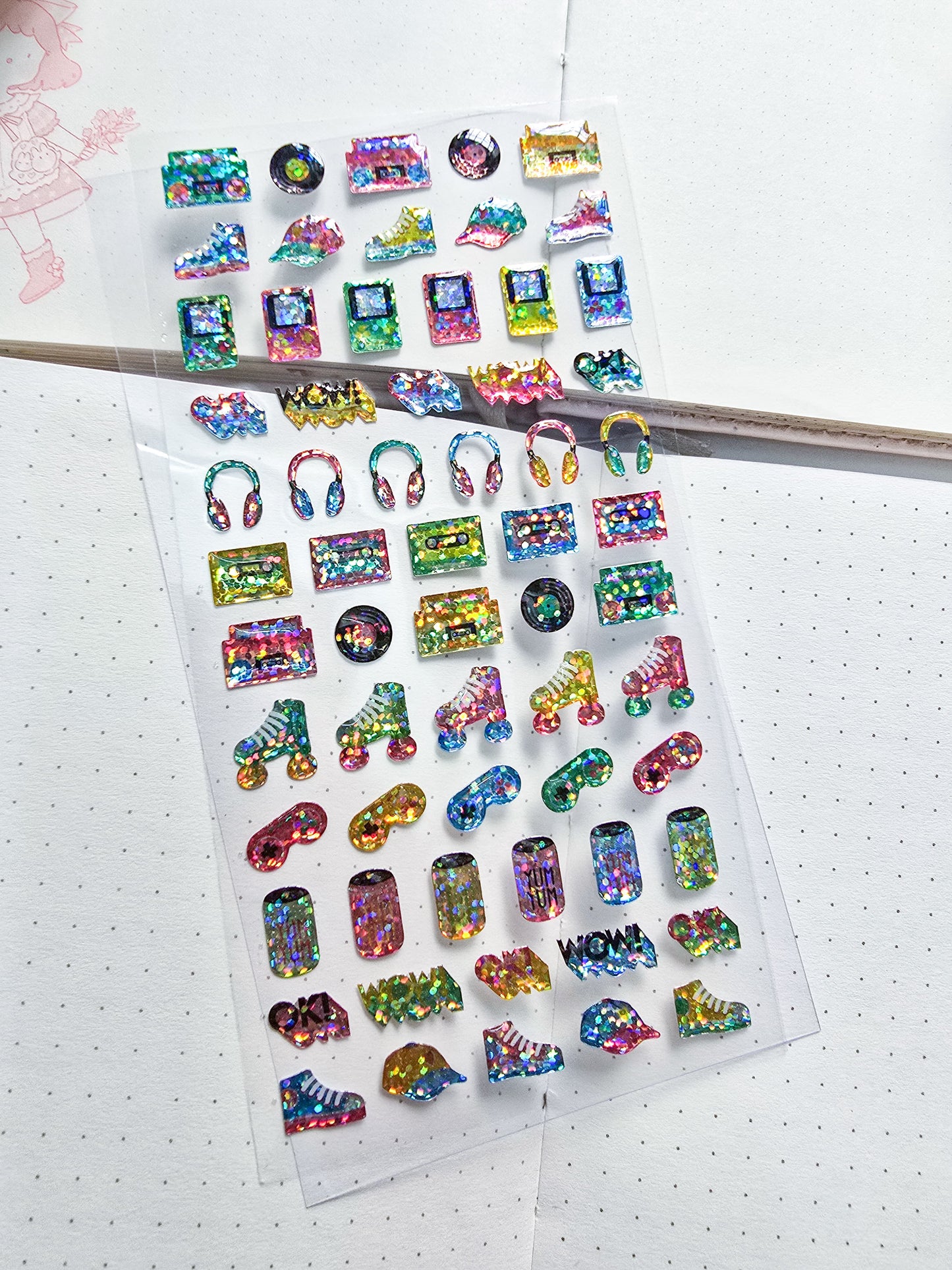 ZWBR - 3D Decorative Stickers| Colorful Headphones Shoes Cap Stickers| 1 sheet