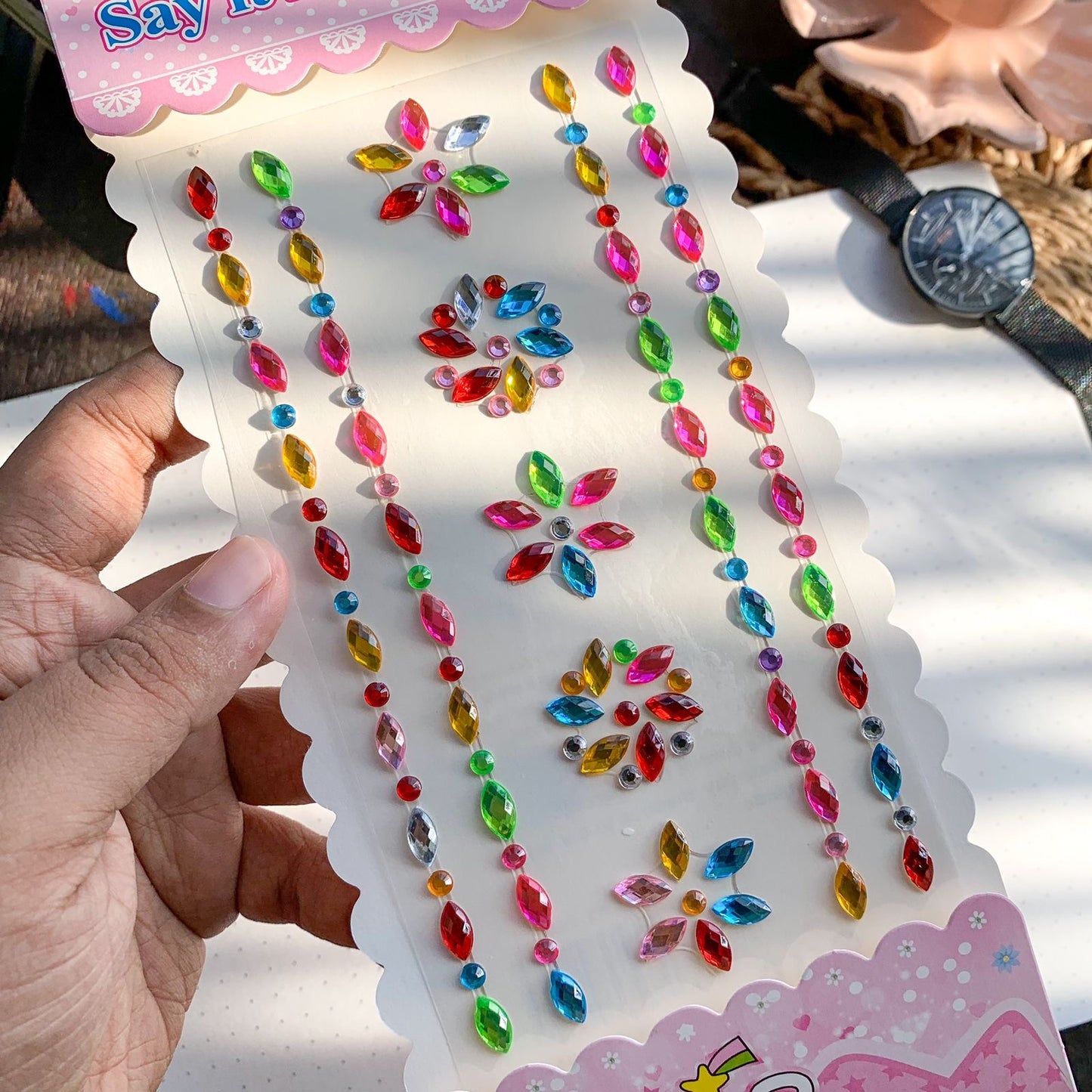 Xy 005 h 3D Journal Stone Sticker Multicolour - Stone Sticker - 1 sheet | Pre-cut