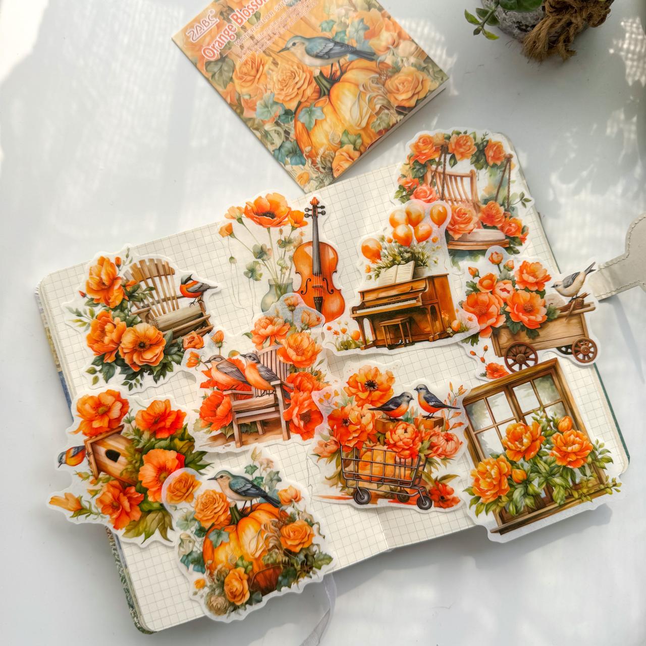FHXY602 - sticker bag flowers elegant series special oil and paper hand curtain sticker background creative sticker