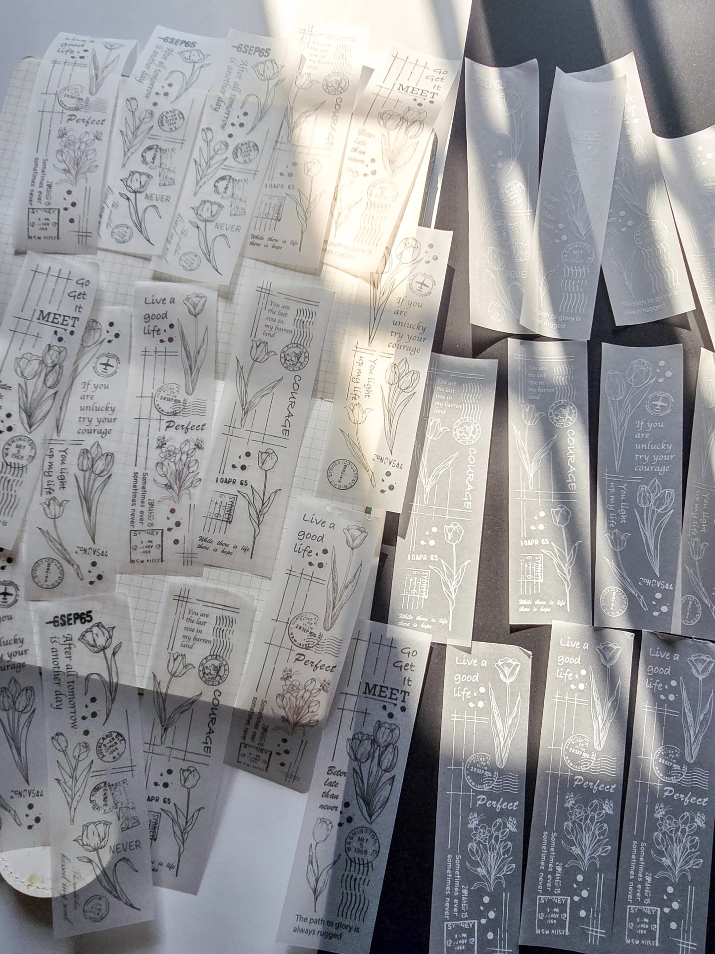 NNHY802 - sticker this murmur flower series creative retro sulphuric acid paper white ink hand account material 30 sheets into