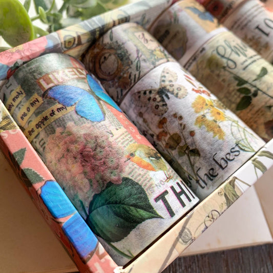 SGJS1008 Vintage Butterfly Washi Tape Set | Length 2mtr Each | 18 Pcs Set