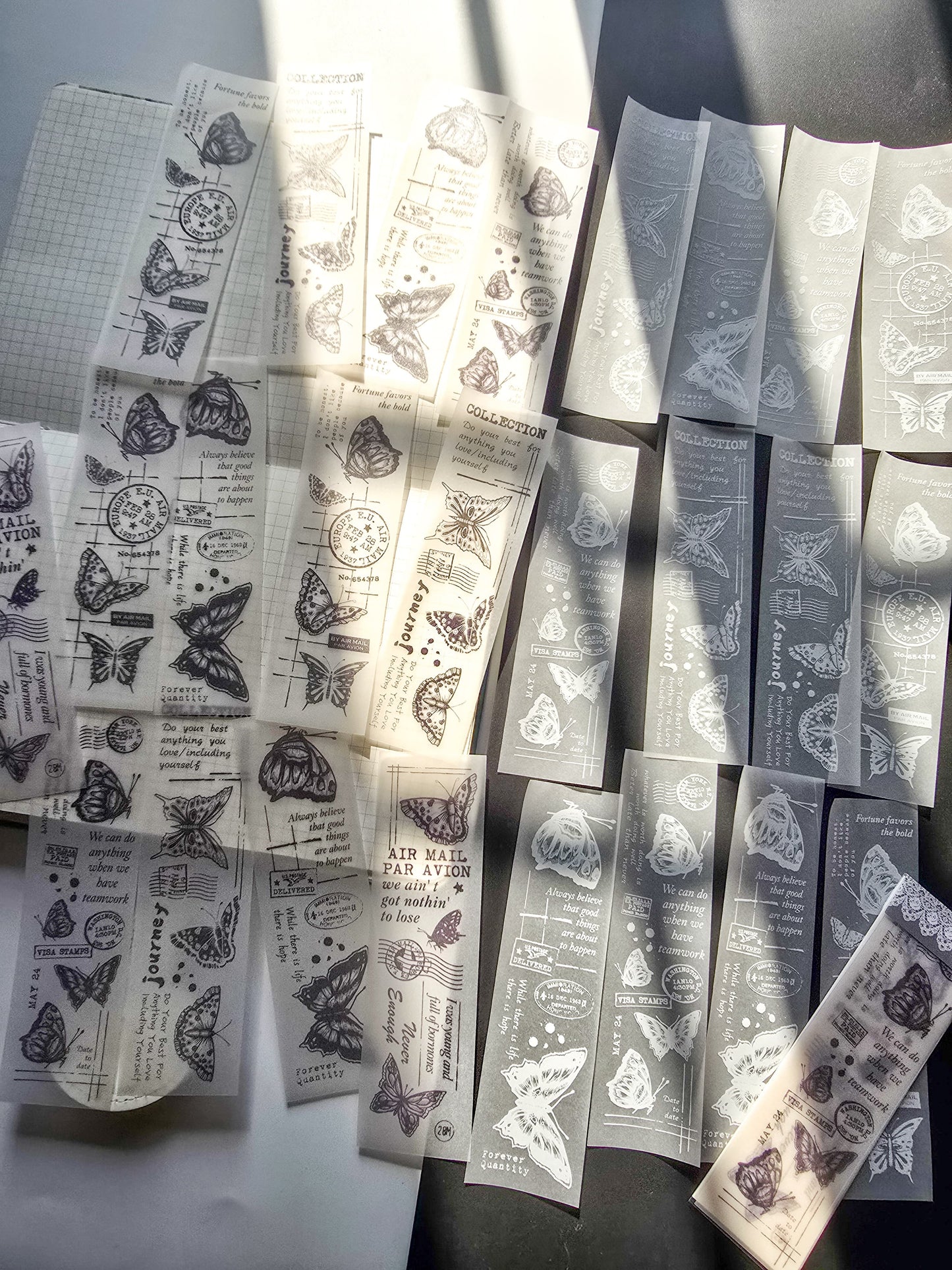 NNHY804 - sticker this murmur flower series creative retro sulphuric acid paper white ink hand account material 30 sheets into