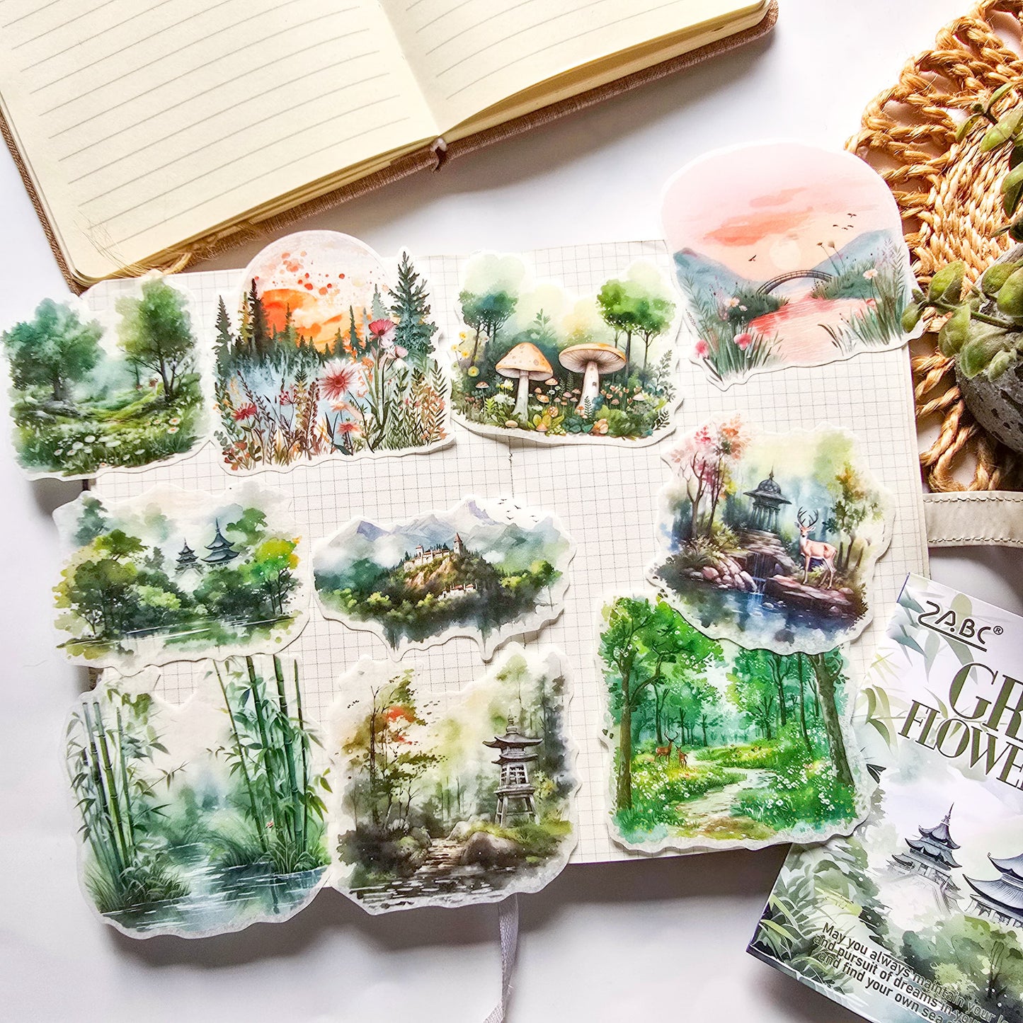 HHXZ605 - sticker package Flower Sea Boat Series Landscape Landscaping Special Oil and Paper Cut Film Handbook Material