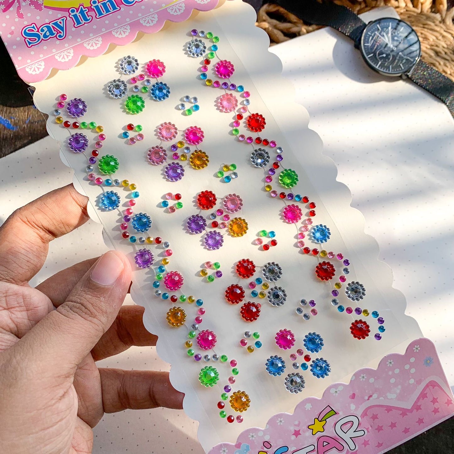 Xy 005 e 3D Journal Stone Sticker Multicolour - Stone Sticker - 1 sheet | Pre-cut