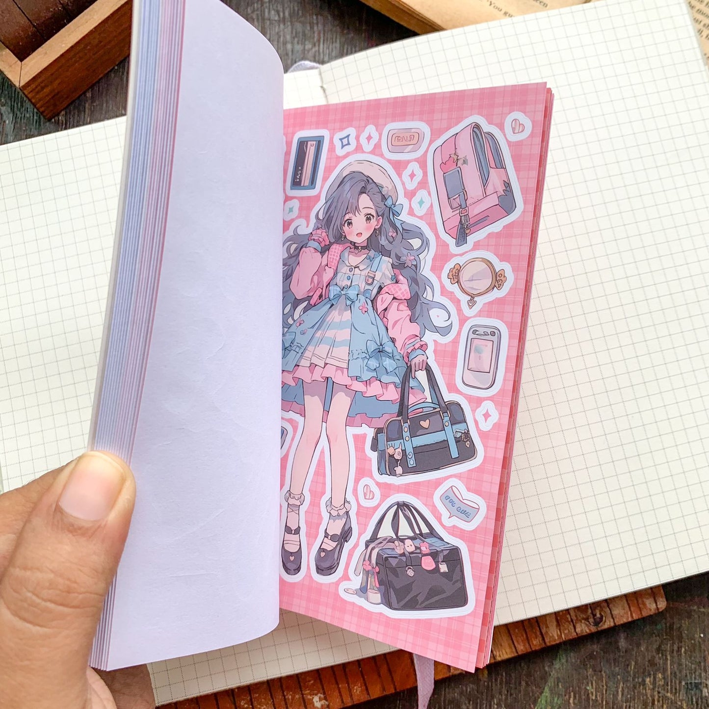 KQ1825 - Girl Deco Sticker Book | Sticker Book Kawaii Sweet and Gentle Lolita Girls Multi-colour 20 Sheets | 105x148 mm