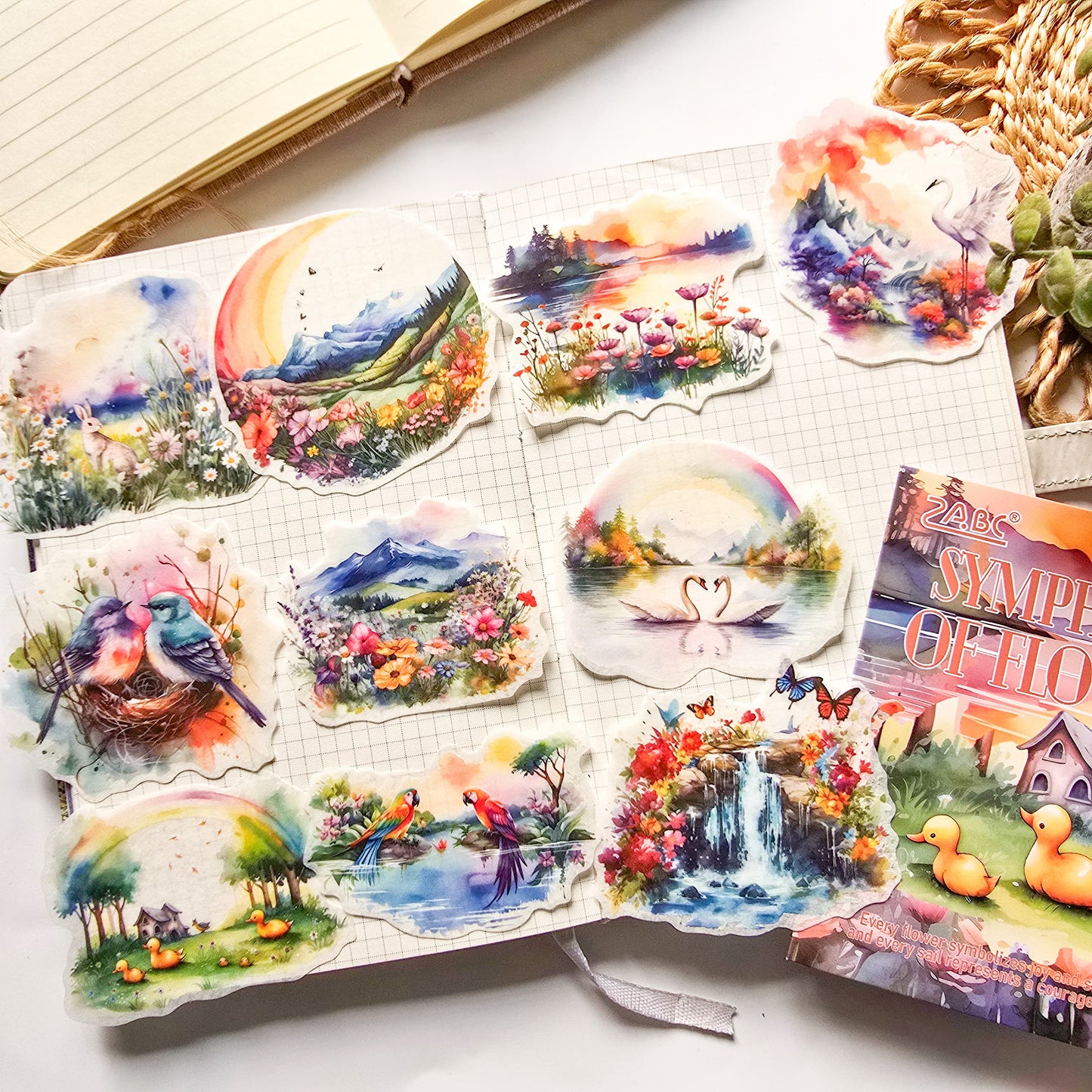 HHXZ606 - sticker package Flower Sea Boat Series Landscape Landscaping Special Oil and Paper Cut Film Handbook Material