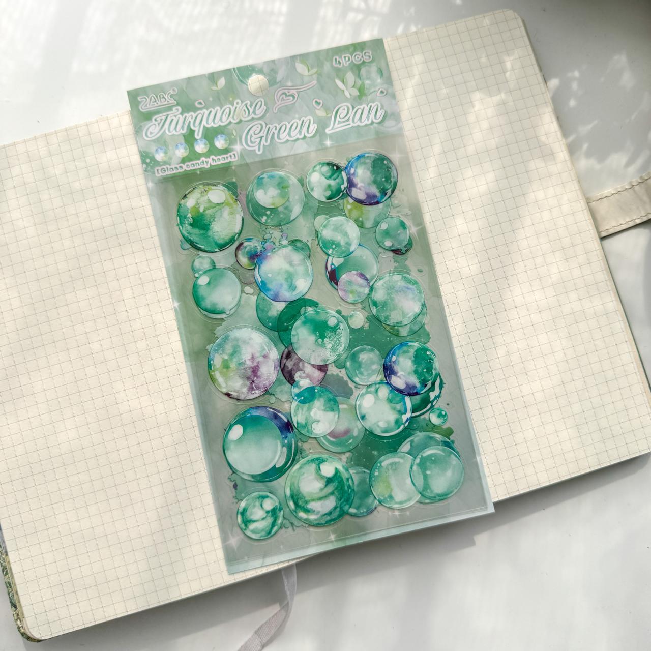 LLTX602 - pet stickers glass sugar heart series creative cut film stickers handbook material stickers 4 pieces