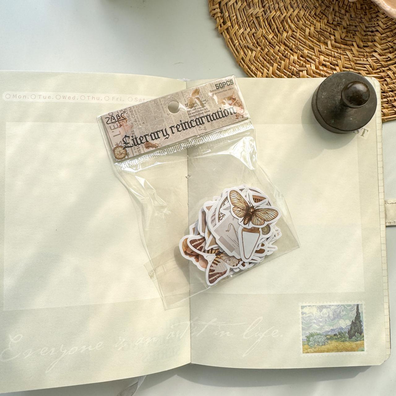 FGHSJ606 - sticker bag retro recycling set series hand account material mobile phone box creative stickers