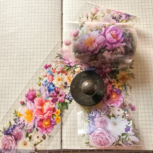 HHLN101 -F Flower Pet sticker Roll Pink| Floral Journal Sticker Retro Pet sticker