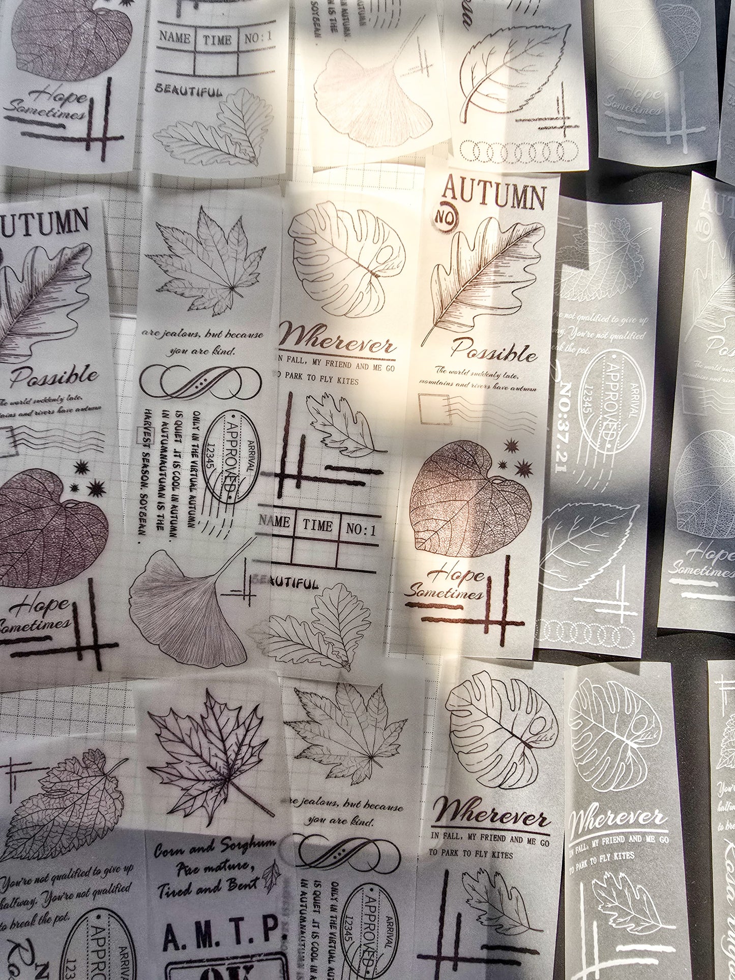 NNHY808 - sticker this murmur flower series creative retro sulphuric acid paper white ink hand account material 30 sheets into