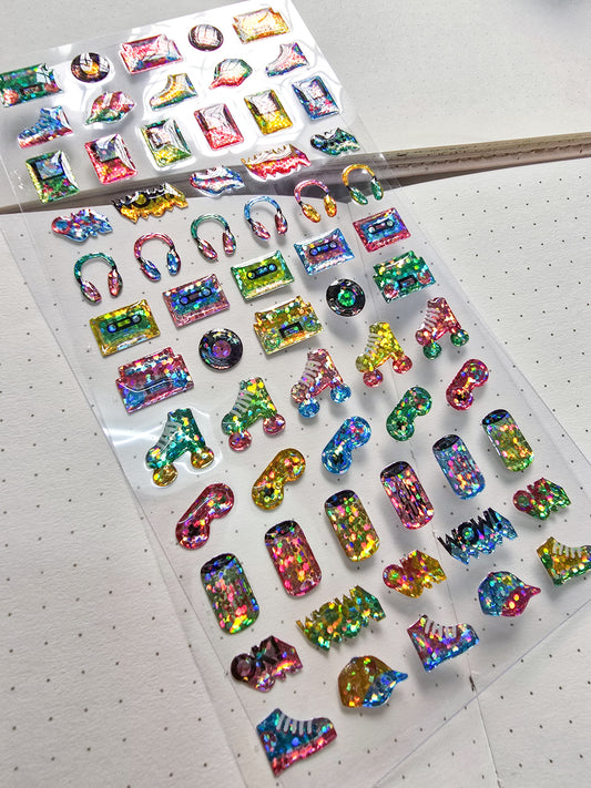 ZWBR - 3D Decorative Stickers| Colorful Headphones Shoes Cap Stickers| 1 sheet