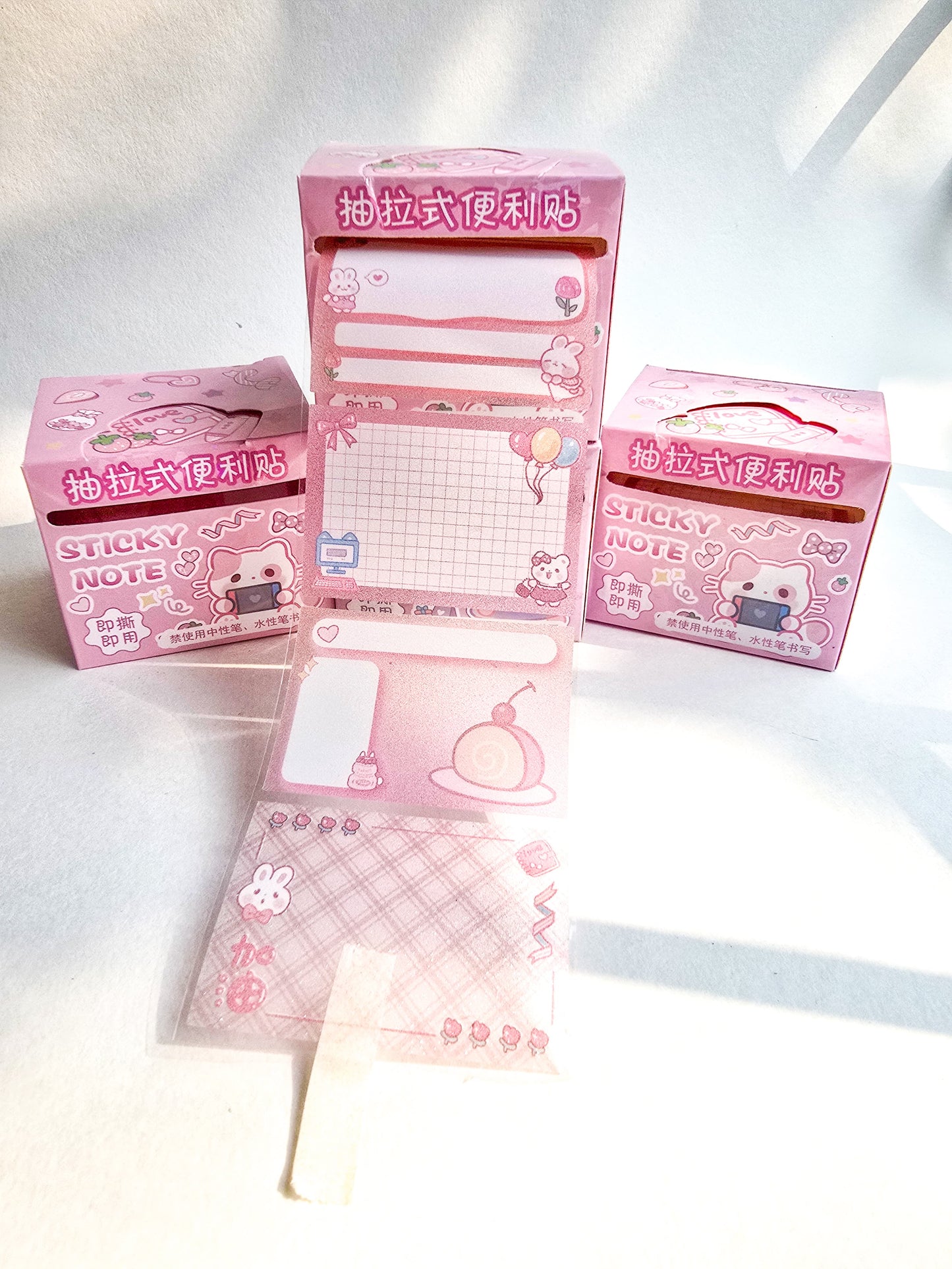 Km2759#4 - 1 pc Kawaii Sticker Roll Pink | 48 pcs Stickers | Pet Transparent Stickers | Bunny