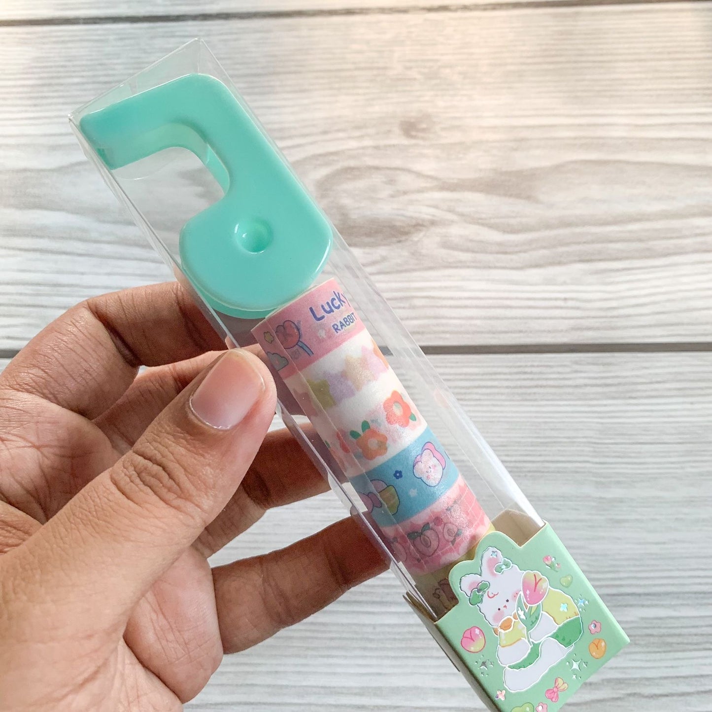 Kq22955 - RANDOM Choice 1pc Kawaii Washi Tape Set of 8 with Tape Holder | 1cm 2mtr long Each