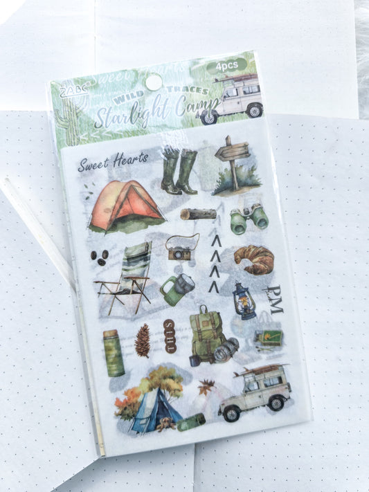 Yyj401|G-8| Wild Traces Starlight Camp Deco Sticker Coffee | 4 Sheet 100*150 mm