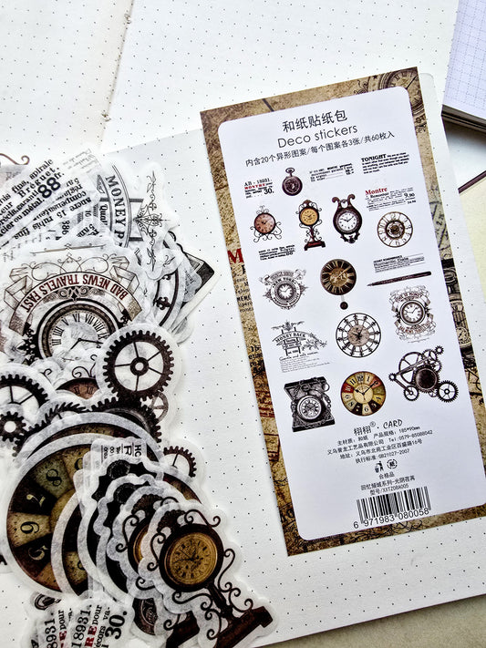 Xxtz08a005 Translucent Deco Sticker Clock Time Series | 20*3 60pcs