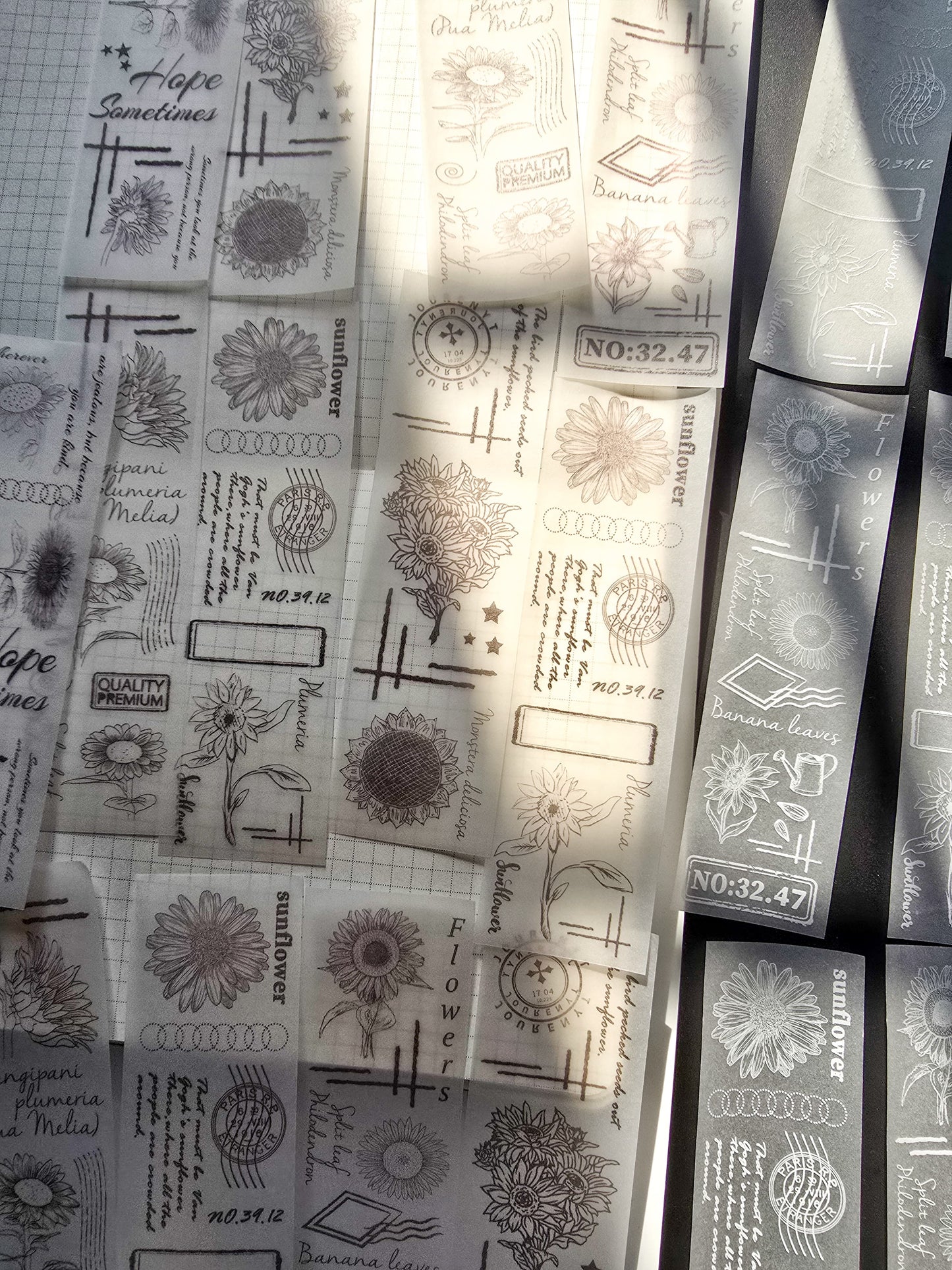 NNHY806 - sticker this murmur flower series creative retro sulphuric acid paper white ink hand account material 30 sheets into