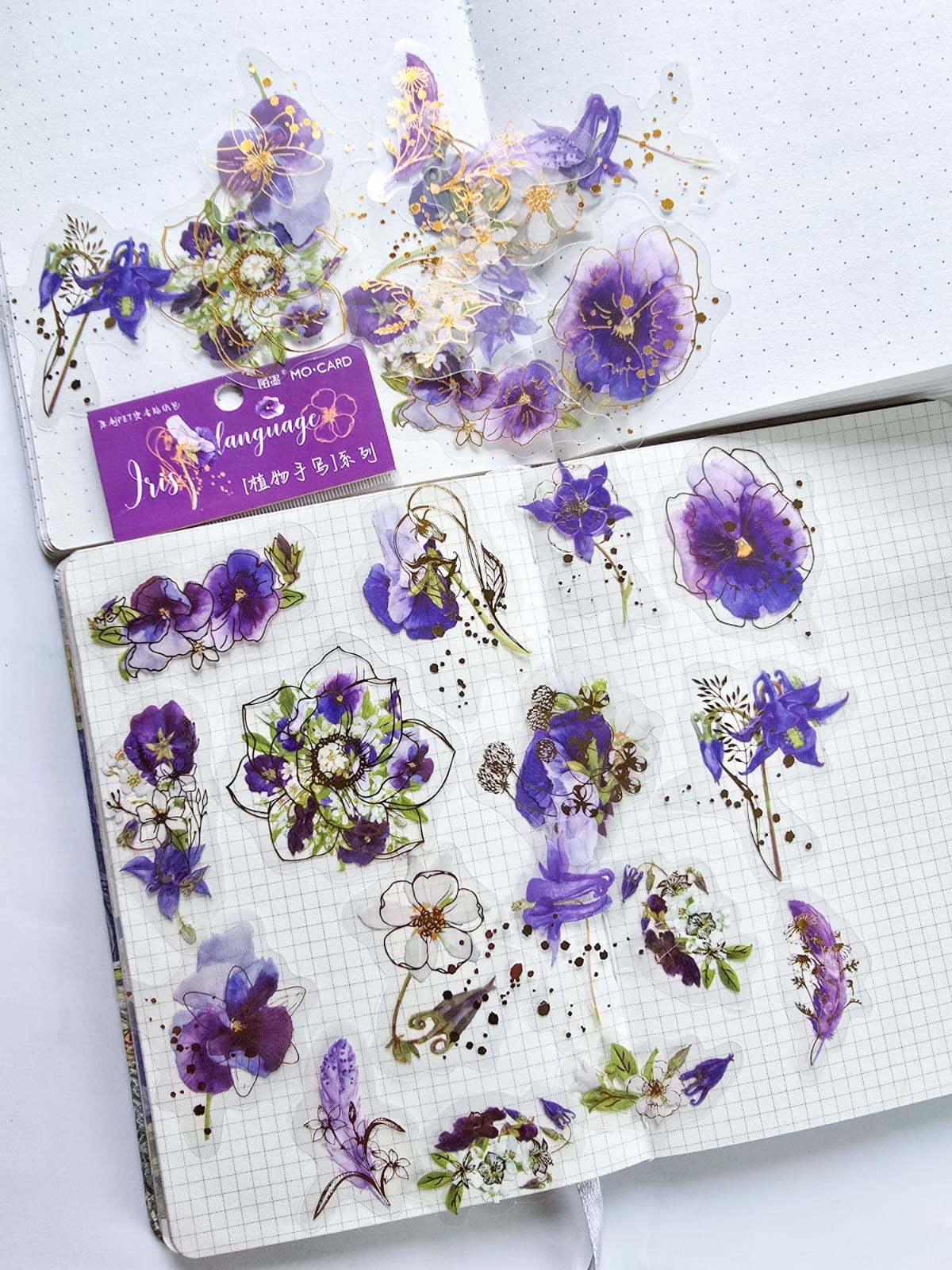 Mmk06e384 Pet Sticker Foiled sticker Flower series | mocard 30 pcs | Purple flower