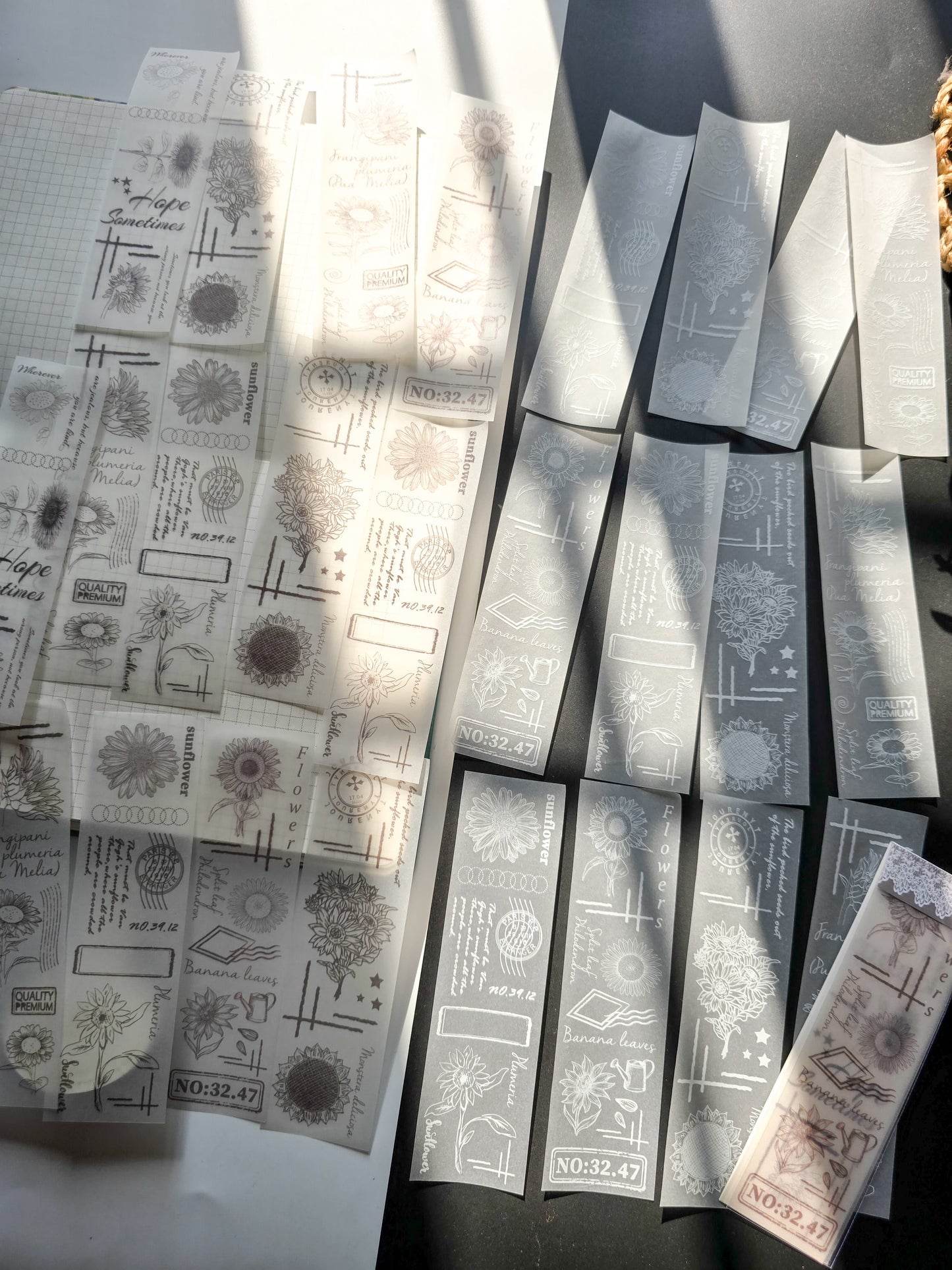 NNHY806 - sticker this murmur flower series creative retro sulphuric acid paper white ink hand account material 30 sheets into