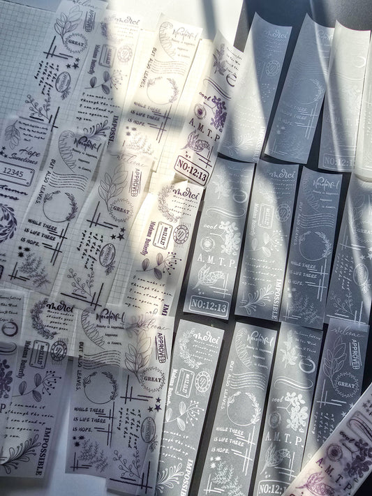 NNHY807 - sticker this murmur flower series creative retro sulphuric acid paper white ink hand account material 30 sheets into