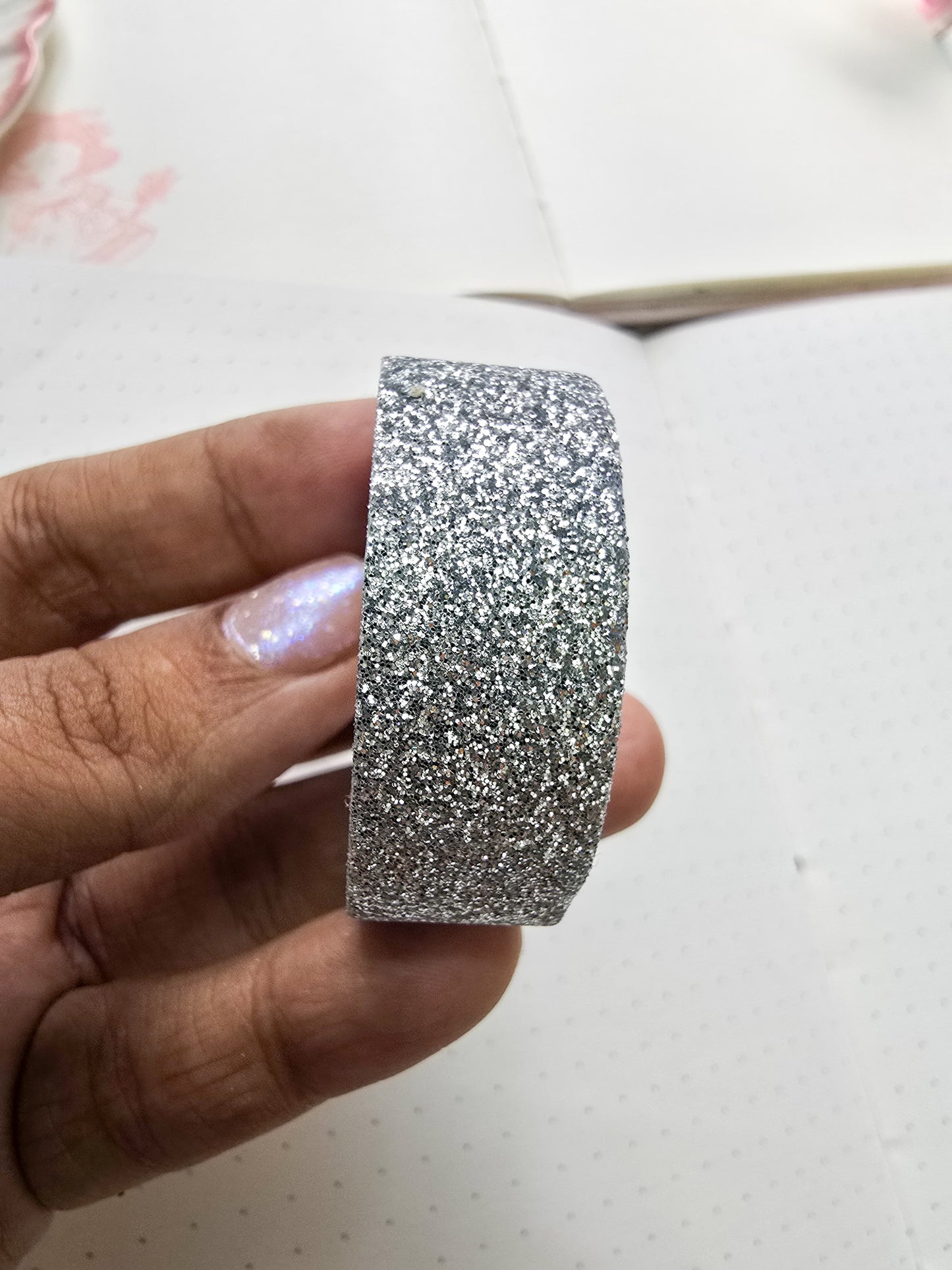E- 1Pcs Glitter Solo Washi Tape Silver