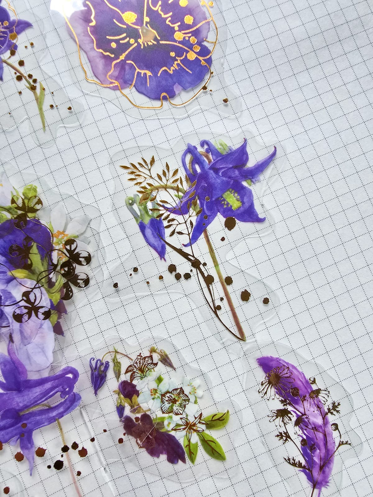 Mmk06e384 Pet Sticker Foiled sticker Flower series | mocard 30 pcs | Purple flower