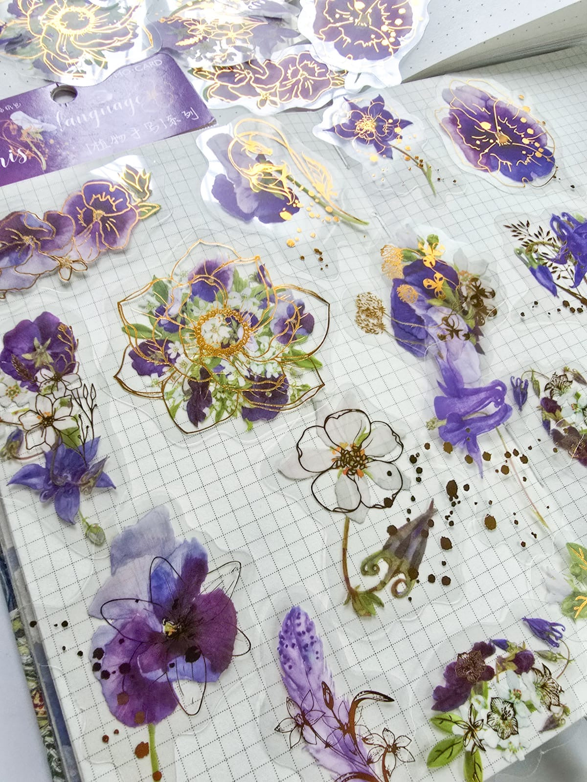 Mmk06e384 Pet Sticker Foiled sticker Flower series | mocard 30 pcs | Purple flower