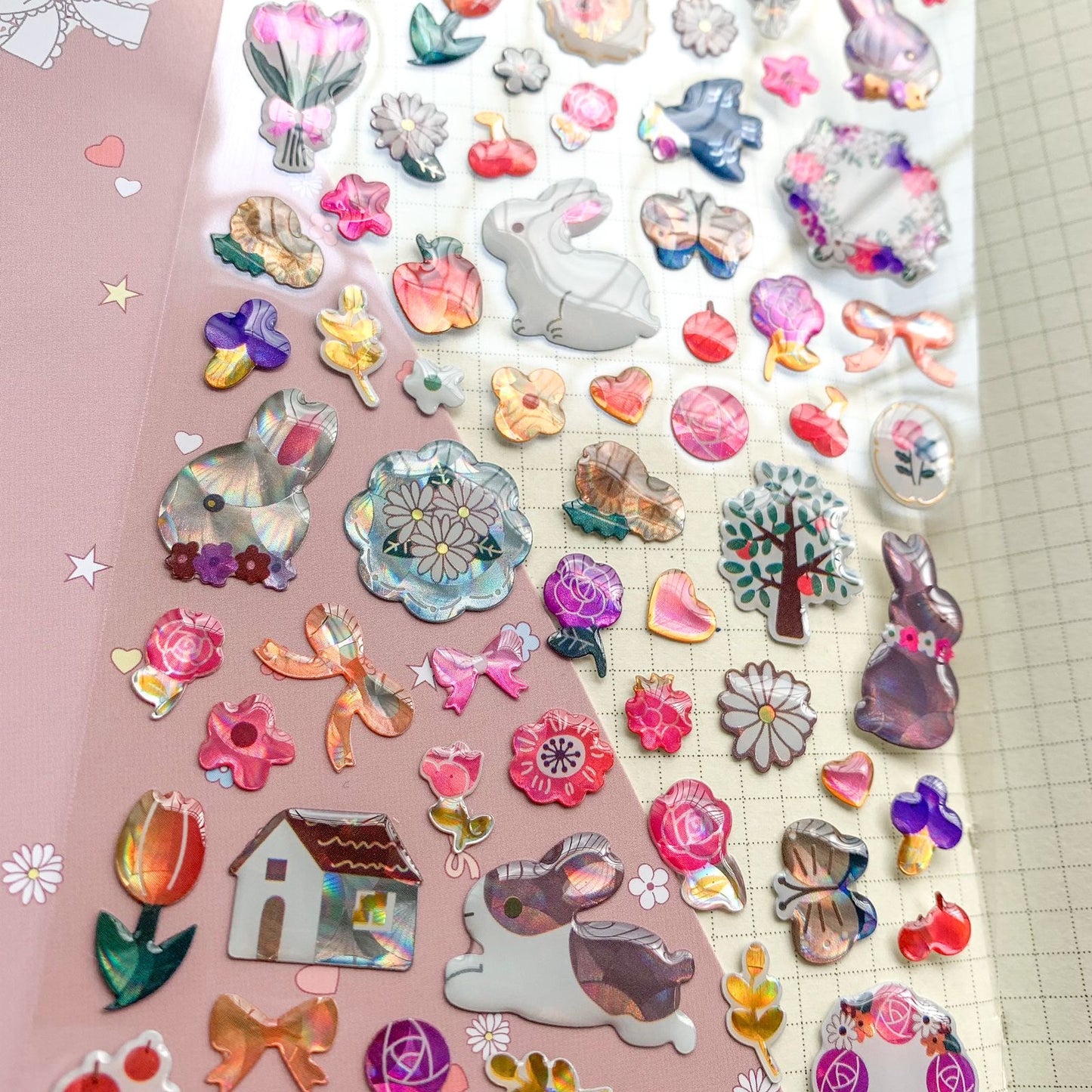 YTEA304 - Kawaii Deco Sticker | 3D Decorative Stickers Bunny and Letter | 1 sheet | Lunar