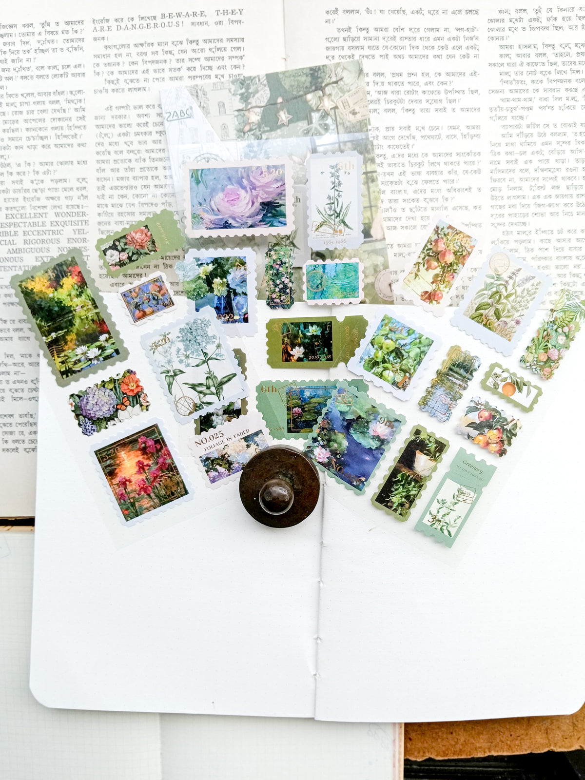 HJSGJ-602 | Misty Vernal Hills Flower Letter Collection Time Stamp Sticker Album 3pcs |100* 150mm