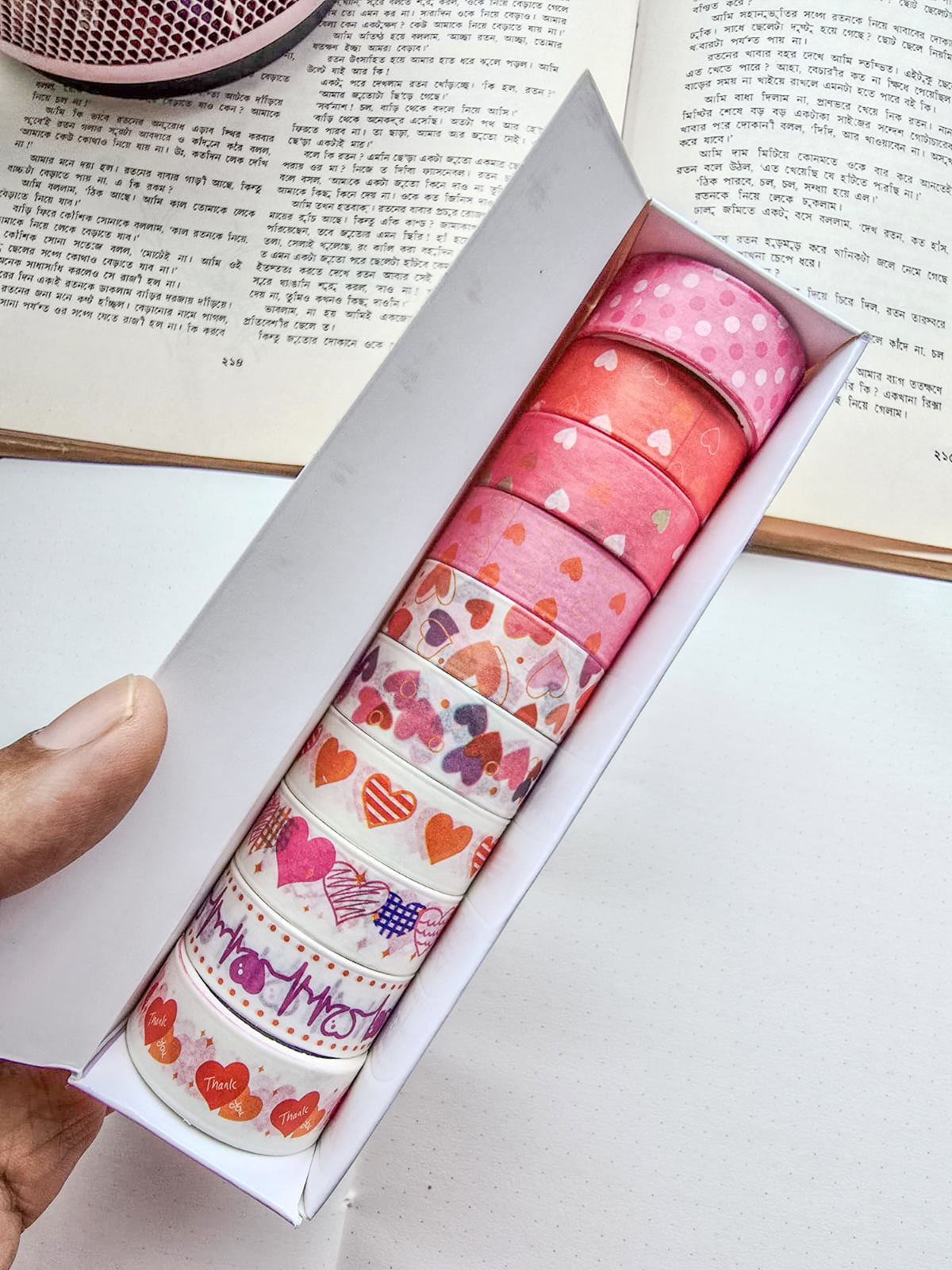 MG7837B |Pink Heart Washi Tape Sets 10pcs Rolls 15mm×2m |