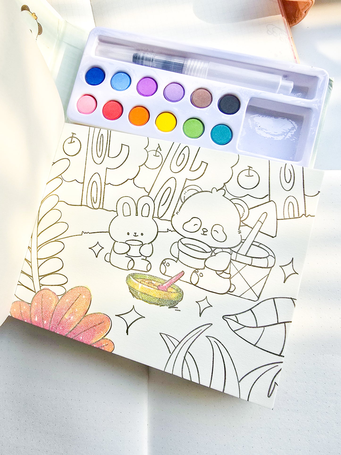 CB-0218(KQ)-3-PA | Rabbit's Adventure | Watercolour Colouring Book | 33.2*18.5*1.9 cm |